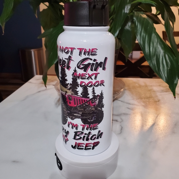 I'M THE Crazy BI*** IN MY JEEP 32oz Hydro Handle Bottle Tumbler 💜sale - Picture 4 of 10